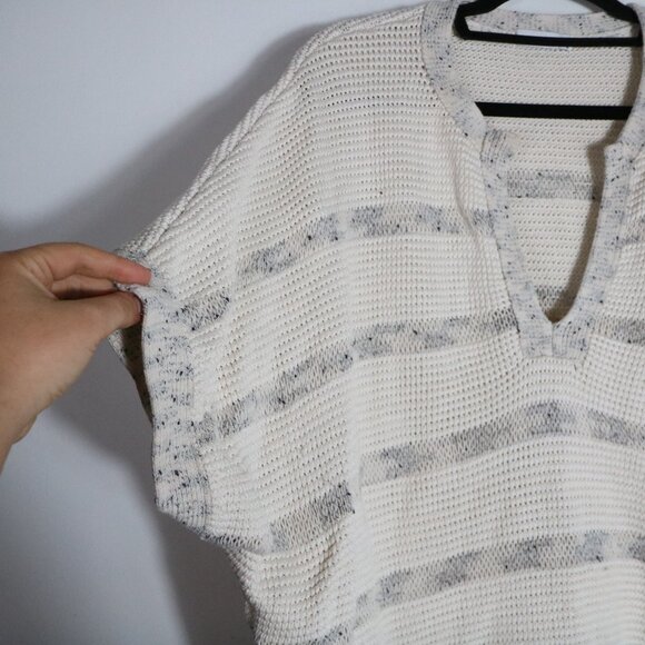Vince Speckle Stitch Popover Sweater Top Womens Medium Large Tunic Striped Knit - Picture 4 of 8